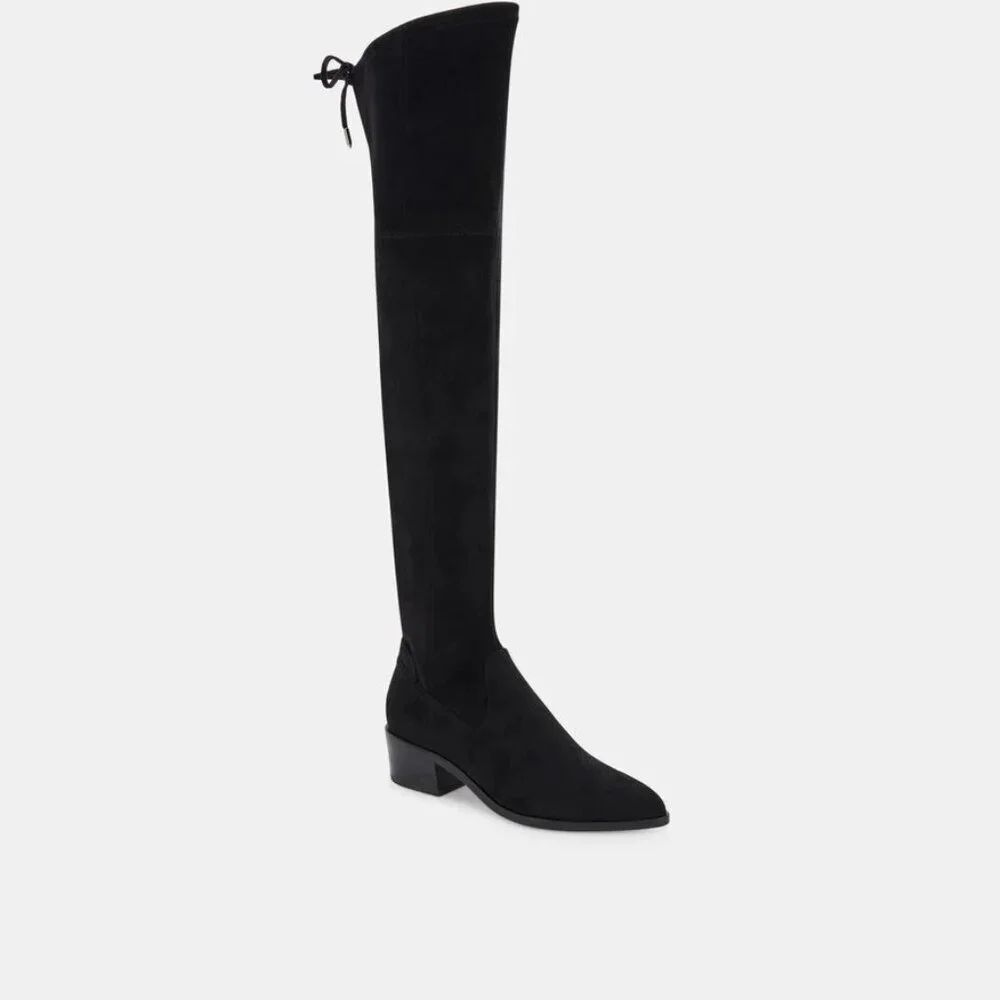 BNIB Dolce Vita Alsie Over-the-Knee Flat Boot in Black Stella Suede